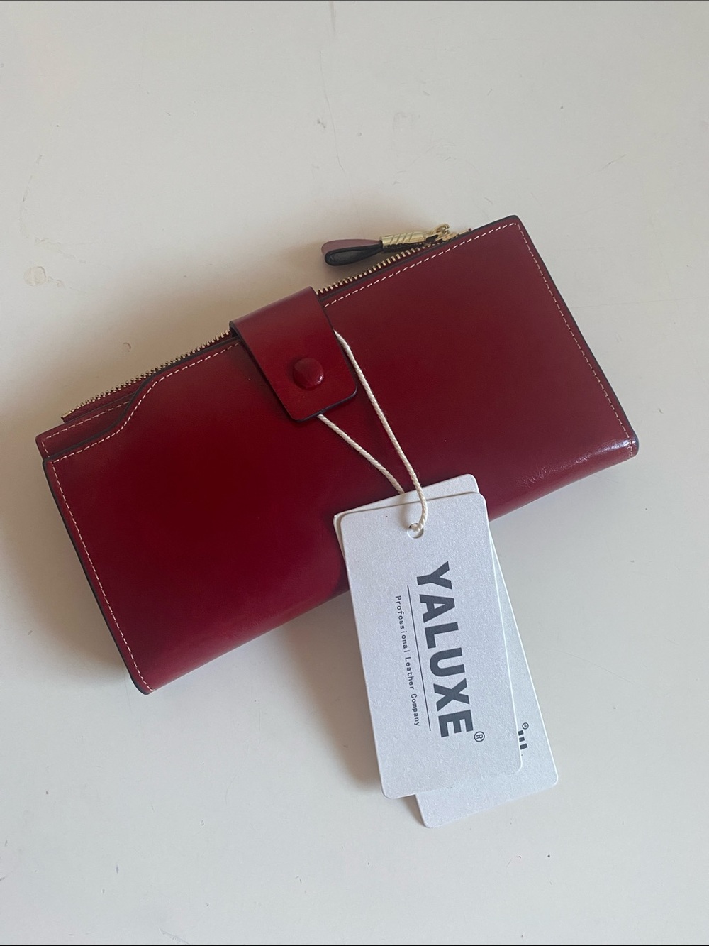 YALUXE Red Leather Card Holder and Wallet
